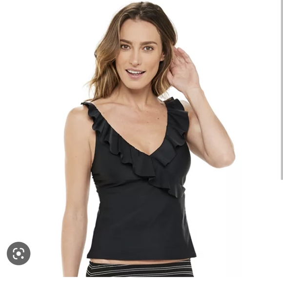 Chaps Swim Nwt Black Tankini Top Poshmark